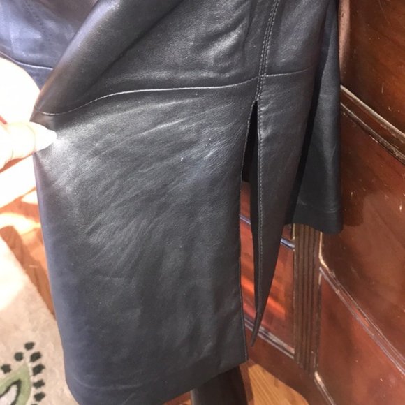 CACHE LAMBS LEATHER BLACK LEATHER SKIRT SZ 6 - Picture 4 of 8